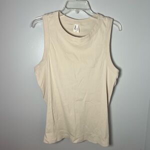 Pact Racerback Ribbed Tan Classic Minimalist Tank Top Organic Cotton Size XL